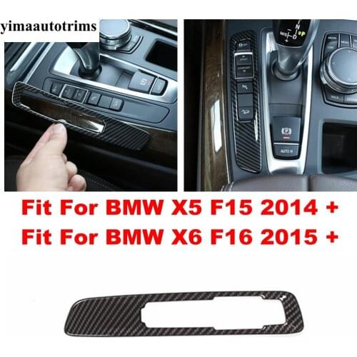 Car Shift Gear Box Volume Adjustment Button Carbon Fiber Look ABS Cover Trim Fit For BMW X5 F15 2014 - 2019 / X6 F16 2015 - 2019