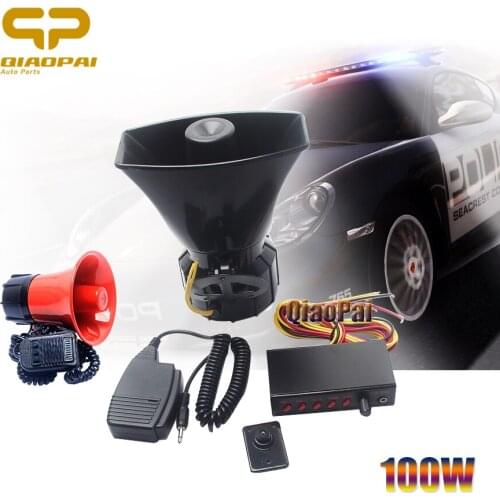 Auto Vehicle Alarm Horn Warning Tone Sound MIC System Megaphone Car Loud Speaker Siren 100W Police Siren 12V Electrion Horn