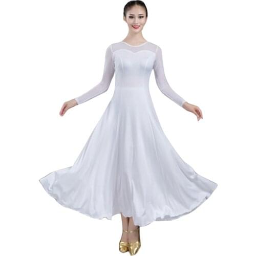 White Women Ballroom Practice Dress Dance Costumes Spanish Flamenco Dress