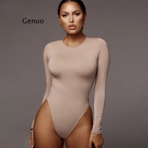 New o Neck Long Sleeve Solid White Sexy Bodysuit Women Black Autumn Winter Body Top Gray Casual Lady Streetwear Bodysuits