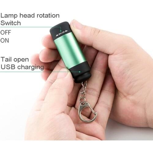 Keychain Flashlight Portable Mini-Torch Ultra Bright Key Ring LED Flashlight Lamp USB Charging Great Gifts For Kids Women