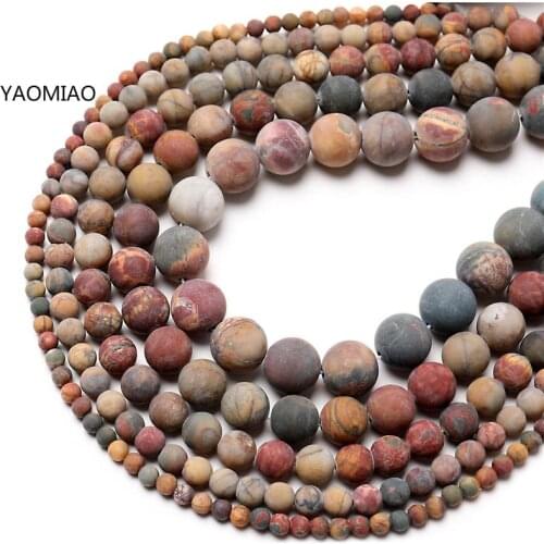 4mm 6mm 8mm 10mm 12mm natural stone beads dull polish matte picasso stone round loose beads for jewelry making 15inches