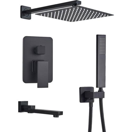 Senlesen Black Shower Faucet 2-ways Valve Wall Mount Shower Head W/ Hand Para Bathroom Shower Sets Chrome