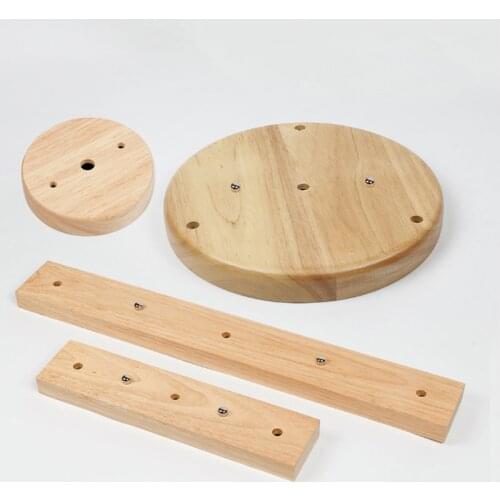 Multi Size DIY Wood Ceiling Lamp Base Canopy Plate Multi Holes Chandeliers Light Fittings Round Rectangular Lighting Accessories