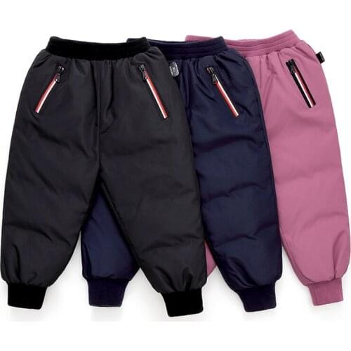 Kids Down Pants Winter Baby Boys Girls Down Warm Pants Children Thicken Outdoor Trousers 1-6 Years Baby Kids Padded Clothes