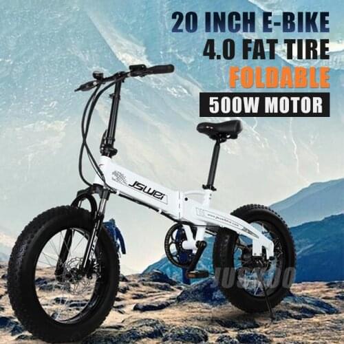 Electric Bike 500W 48V Mountain eBike Shockingproof Beach Snow Bicycles 20 Inch Fat Tire 7 Speed Folding Mini Offroad Bike 2020