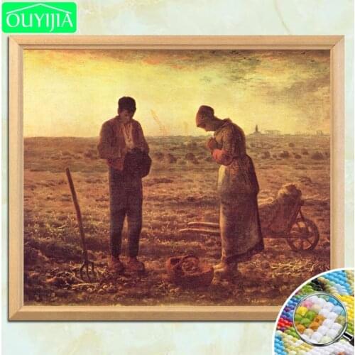 J.F Millet Famous Painting "The Angelus" 5D DIY Diamond Painting Full Square Diamond Embroidery Rhinestones Decoration Picture