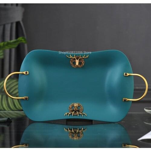 37*19.5cm Ceramic Tray Fruit Plate Home Living Room Dining Table Desktop Food Serving Platter For Goods Storage s