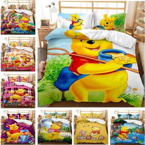 Disney Cute Cartoon Winnie The Pooh Tigger Duvet Quilt Cover Pillowcase Bedding Set for Boys and Girls Bedroom Decoration