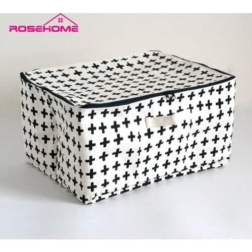 ROSEHOME Brief Linen Cotton Waterproof Storage Box with Zipper Cosmetic Bag Home Decor Housekeeping Orgnization Travelling Bag