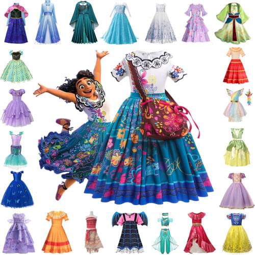 Disney Princess Costume Frozen Anna Elsa Belle Snow White Jasmine Cosplay Party Dresses Girl Unicorn Vampire Prom Gown Kids Wear