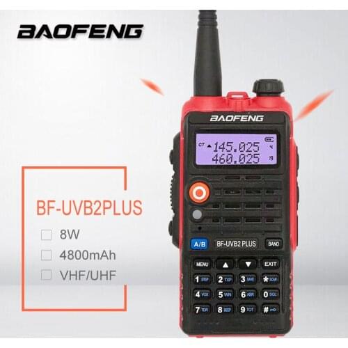 BAOFENG BF-UVB2 PLUS Red Walkie Talkie 8W 4800mAh Dual Band VHF UHF Amateur Transceicver Ham CB Radio Station Scanner рация UV5R