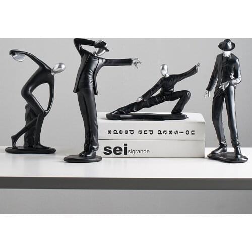 Nordic Style Creativity Craft Black dancer character Figurines Resin Miniatures Home Decoration Living Room art Ornaments Crafts