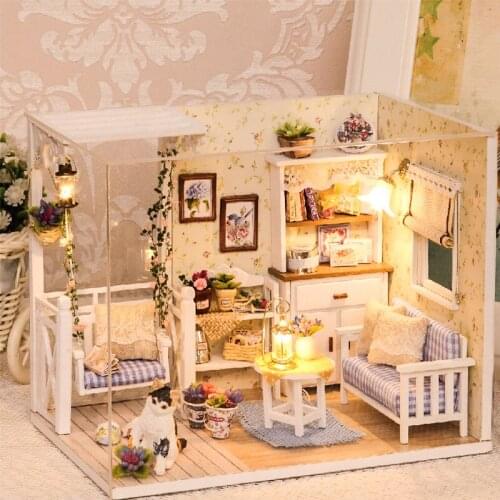 Doll House Furniture Diy Miniature 3D Wooden Miniaturas Dollhouse Toys for Children Birthday Gifts Casa Kitten Diary Dollhouse
