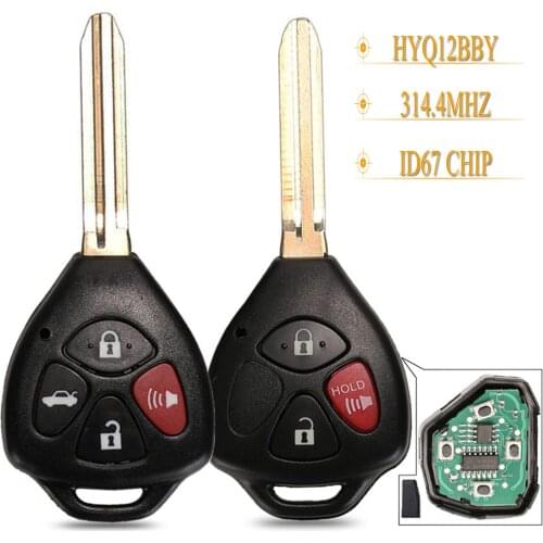 Kutery 3/4 Buttons Remote Car Key 314.4MHZ ID67 Chip HYQ12BBY For Toyota Camry Avalon Corolla Matrix RAV4 Yaris Venza