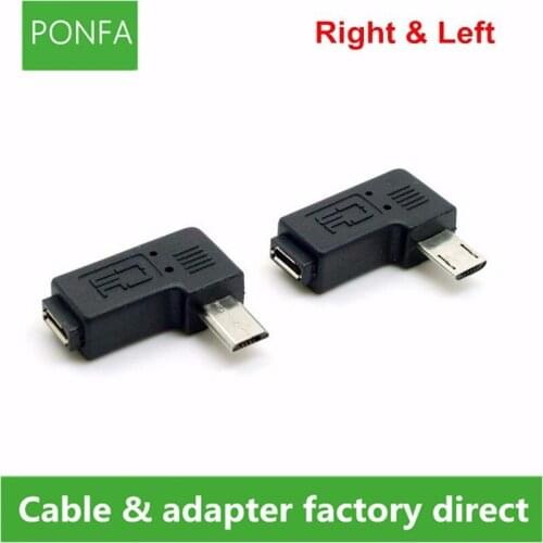 Micro USB 2.0 5Pin Male to Female M to F Extension connector Adapter 9mm Long plug Connector 90 Degree Right & Left Angled
