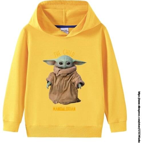 New Autumn Mandalorian Baby Yoda Clothes Toddler Kids Boys Girls Hooded Cartoon 3D Hoodie Sweatshirt Tops Childrens Clothing