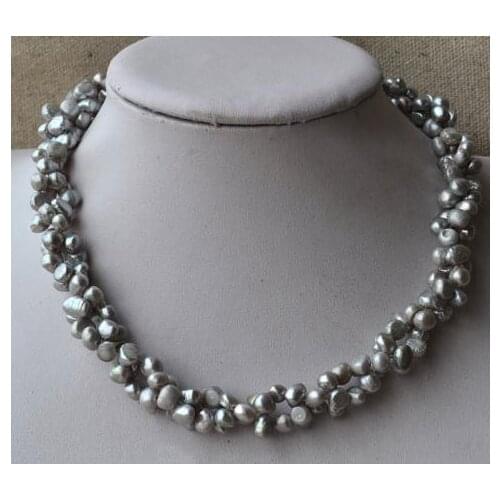 New Arrival Favorite Pearl Necklace Gray Color Baroque Real Freshwater Pearl Necklace Handmade Fashion Jewelry Women Gift