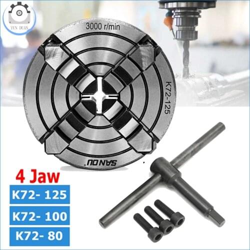 125mm Chuck 4 Jaw 5" Lathe Independent & Reversible Jaw SANOU K72-125 for CNC Drilling Milling woodworking