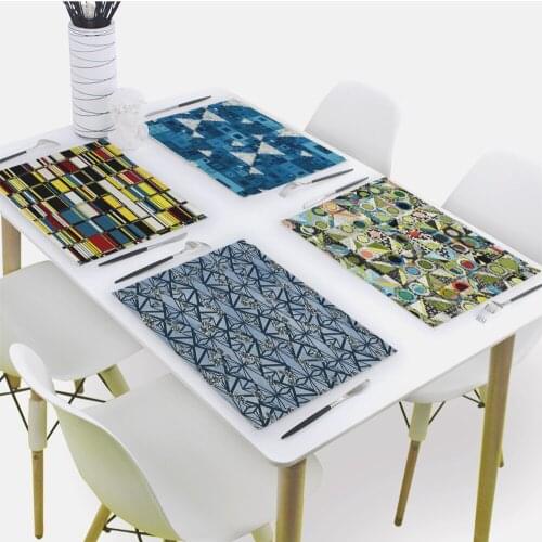 Geometry Placemat for Dining Table Retro Style Drink Coaster 32x42cm Rectangle Coasters Tableware Mat Kitchen Decoration Mat