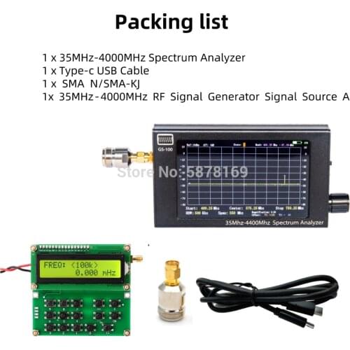 35Mhz-4400Mhz 4.3 inch handheld spectrum analyzer and RF signal generator for walkie-talkie 2.4Gwifi signal