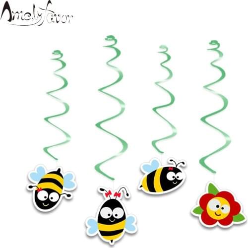 Honey Bee Insects Theme Ceiling Hanging Swirl Decorations Yellow Black Grand Event Birthday Party Decorations Supplies