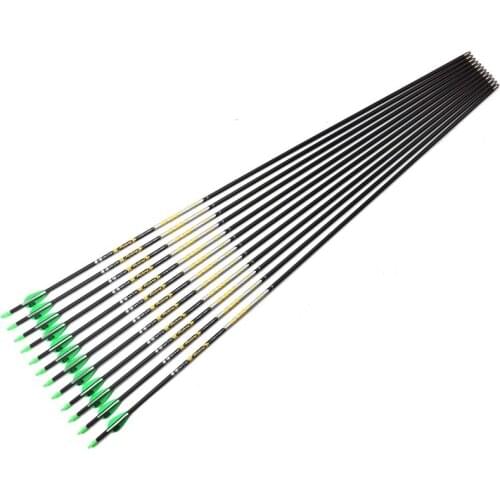 12pcs 30 inches Pure Carbon Arrow Spine 700 800 ID4.2mm Archery For recurve Compound bow Hunting Shooting V1