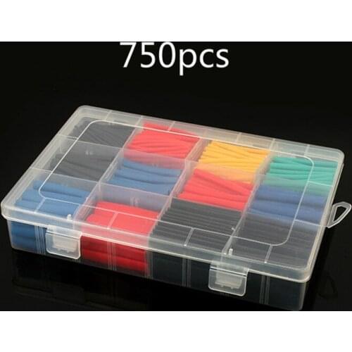 Heat Shrink Tubing Tubes 750Pcs Shrinking Plastic Assorted Polyolefin Insulation Cable Wire Protector Connector Electrical Tools
