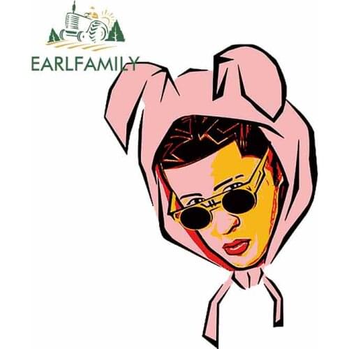 EARLFAMILY 13cm x 9.3cm For Bad Bunny Body For Car Stickers Vinyl Material Decal 3D Funny Auto Air Conditioner Decoration