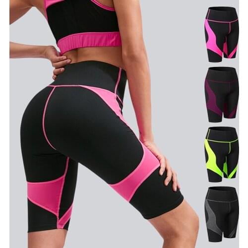 2021 Breathable yoga shorts women high waist fitness Elastic Sport Running Shorts Summer Fashion workout Patchwork Shorts gym