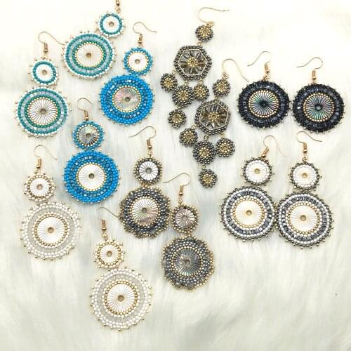 BLUESTAR Circle Drop Boho Geometric MIYUKI Earrings for Girls Wedding Gift Handwork fashion Earrings Femme DIY Jewelry