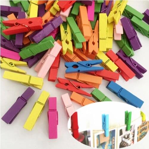 10PCS Mini Natural Wooden Clip Coloful Clips Photo Clips for sheets DTY Clothespin Craft Decor Clips Pegs School Office Supplies