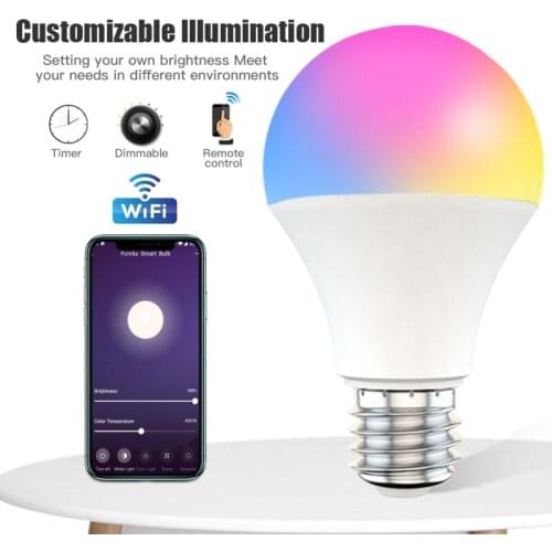 15W E27 B22 Smart Light Bulb Wifi Home Decor RGB+CCT LED Lights Dimmable Lamp With Music Rhythm Function Timing Control