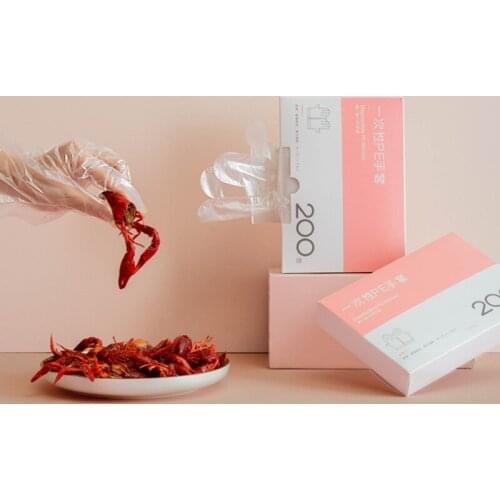 200 Pcs Disposable Clear Plastic Gloves Household BBQ Disposable Kitchen Gloves Kitchen Cleaning Sanitary Gloves