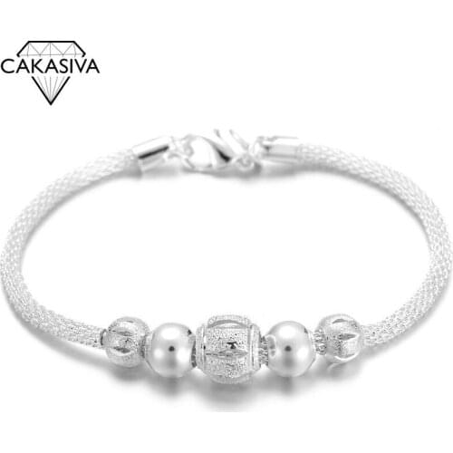 925 Silver Classic Bead Mesh Bracelet Hollow Running Beads Interval Light Beads Jewelry Gift Jewellery Wholesale