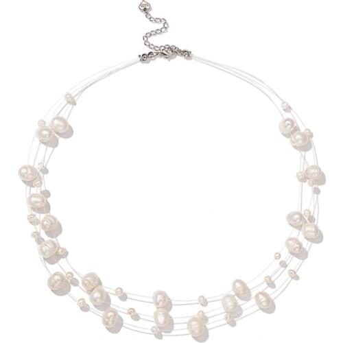 Free shipping Solid 925 sterling silver clasp high quanity mix size genuine pearl beads starry girl choker necklace popular