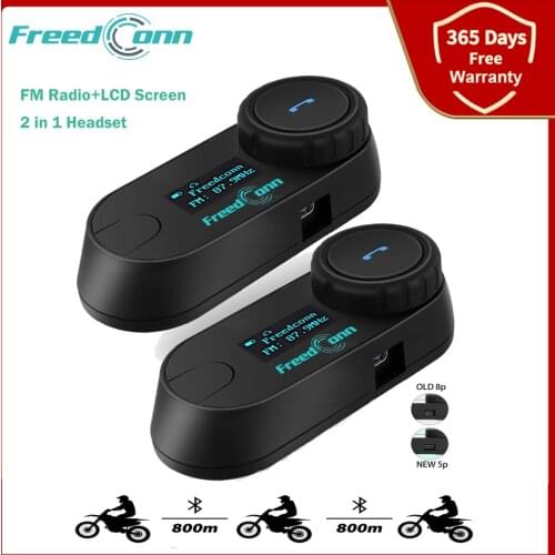Ru Stock,FreedConn Motorcycle Helmet Intercom TCOM-SC Motocycle Bluetooth Interphone Headset LCD Screen FM Radio T-COM SC