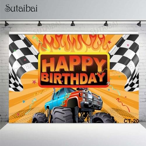 Birthday Party Photo Banner Boy Kids Sport Car Race Traffic Cartoon Photography Background for Photo Shoot Photo Studio Props