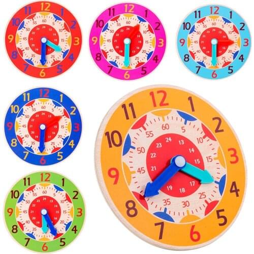 Montessori Wooden Clock Toys Hour Minute Second Children Cognition Colorful Clocks Toys for Kids Early Preschool Teaching Aids