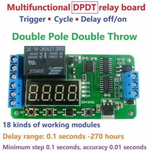 DYKB DC 12V Multifunction DPDT Relay Cycle Timer Delay Time trigger ON OFF Switch Digital LED for Smart Home LED lighting Motor