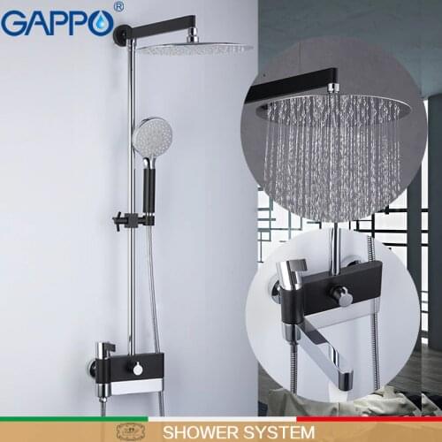 GAPPO shower system wall bathroom faucet mixer luxury bathroom shower system chrome polished and black shower faucets