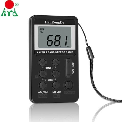 HanRongDa HRD-103 AM FM Digital Radio 2 Band Stereo Receiver Portable Pocket Radio w/ Headphones LCD Screen FM 87.5-108 MHz