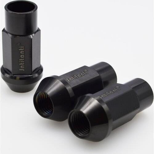 High performance strong black color 60 degree cone seat open end Gr.5 titanium alloy lug nut M12*1.25*45mm