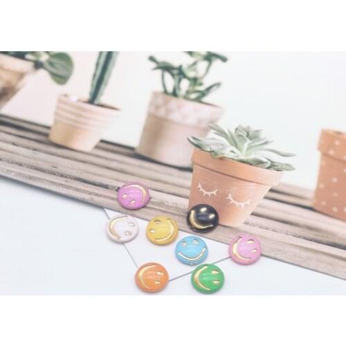 50pcs/lot 8mm Round Acrylic Smile Face Cabochon Bead Multicolors Flatback Face Scrapbook for DIY Earring Pendant Jewelry Making