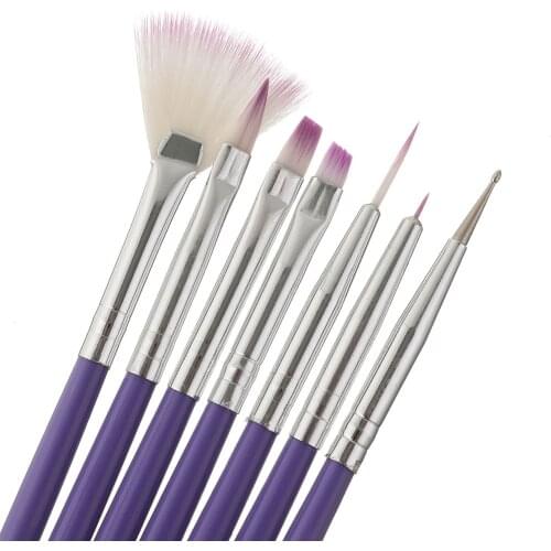 7PCS/Set Nail Art Brush Pen Dotting Liner Painting Fan 3D Tips DIY Design Polish Gel UV Decoration Manicure Tools Beauty