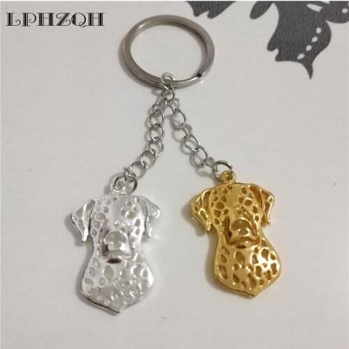 LPHZQH Fashion Dalmatian Terrier Dog Key Chains Women Bag Pendant Car Accessories Charm Trendy Key Ring Jewelery Gift Steampunk