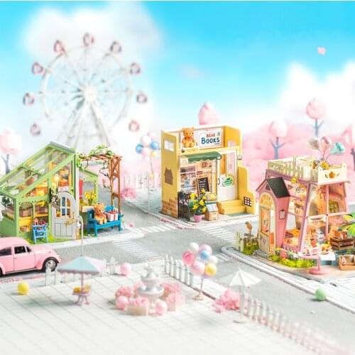 Dollhouse Kit LED Light Wood Modern House Self Assembly Doll House Toys