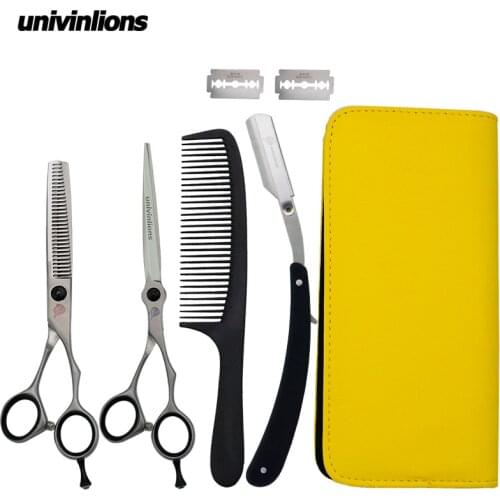 6/6.5 inch Hair Cutting Hair Scissors Kit Barbers Hair Cutting Thinning Kit Razor Blade Barbers Home Use Free Shipping