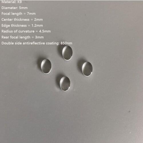Optical Flat Convex Lens with A Diameter of 5mm and A Focal Length of 5mm