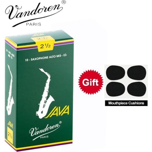 Original France Vandoren JAVA Saxophone Alto Mib Eb Reeds Strength 2.0# 2.5# 3.0# Grey Green Box of 10 [With Gift]